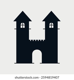 Initial Letter H Castle Building logo design. Towers design concept alphabet font. Vector Illustration.
