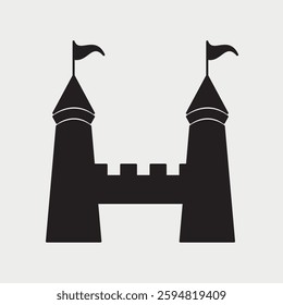Initial Letter H Castle Building logo design. Towers design concept alphabet font. Vector Illustration.