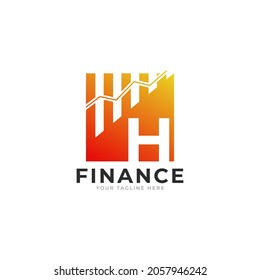 Initial Letter H Chart Bar Finance Logo Design Inspiration