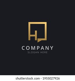 Initial letter H in chat square with modern gold color