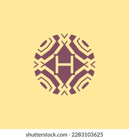Initial letter H circle frame unique tribe pattern logo