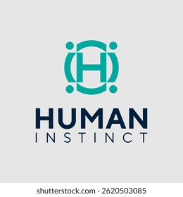 initial letter h i circle logo with abstract people symbol design template inspiration