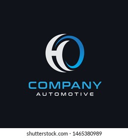 Initial letter H in circle swirl wheel logo design with white and blue color
