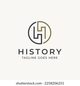Letra inicial H Circular Ambigrama Clásico Tipografía de logotipo Leer diseño de logotipo de monograma
