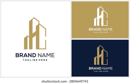 Initial letter H city building apartment real estate logo design
