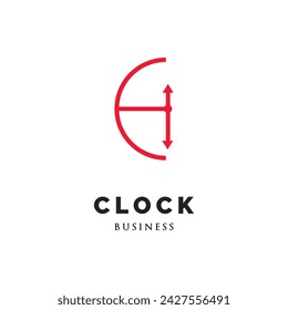 Initial Letter H Clock Icon Logo Design Template