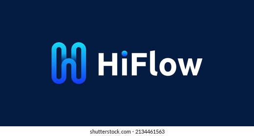 Initial Letter H Colorful Technology Digital Connection Flow Concept Vector Logo Design