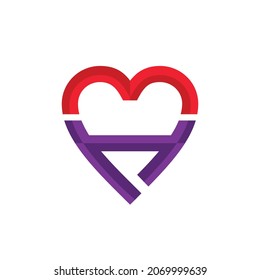 Initial letter H combination with love ,vector logo design