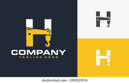 initial letter H crane logo	