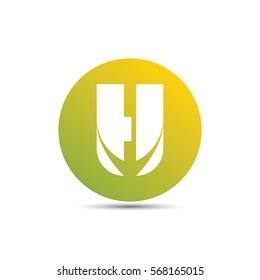 initial letter h creative circle logo typography design for brand and company identity. gradient green and yellow color