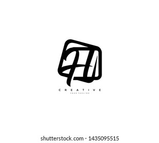 Initial Letter H Creative Modern Linked Square Shape Logotype