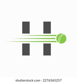 Logo-Konzept des Anfangsbuchstaben H mit Kugelsymbol für Cricket Club-Symbol