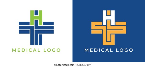 initial Letter H Cross plus medical logo icon design template illustrations