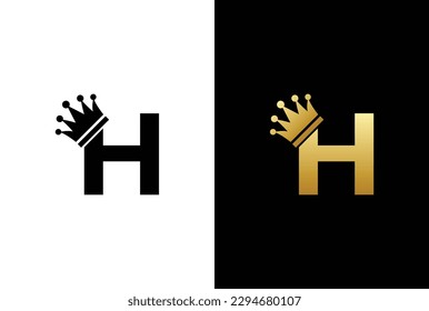 initial letter H crown logo, king royal brand company logo design vector template