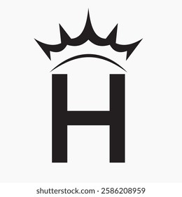 Initial Letter H Crown Logo Concept For Fashion and Beauty Symbol Vector Template