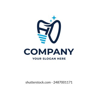 Initial letter H D HD simple screw cavity dental implant logo design template illustration inspiration