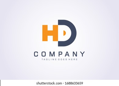 Initial Letter H and D Negative Space. Flat Vector Logo Design Template Element.
