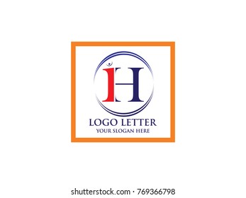 initial letter i and H design Logo Vector Graphic Branding Letter Element in the square.