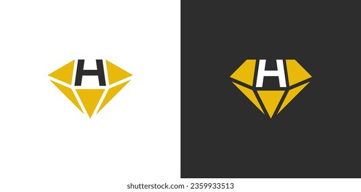 letra inicial H Símbolo de símbolo de símbolo de concepto de logotipo de diamante Diseño de elemento. Joyería, Gema, Logotipo Joyero. Plantilla de logotipo de ilustración de vector