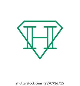 letra inicial H Símbolo de signo de icono de logotipo de diamante Elemento Diseño Estilo de línea de arte. Joyería, Joyería, Logotipo Gem. Plantilla de ilustración de vector