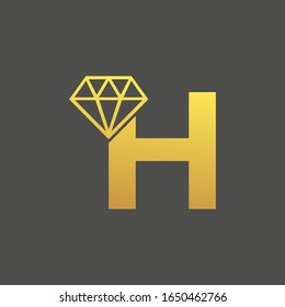 initial letter H with diamond vector logo template