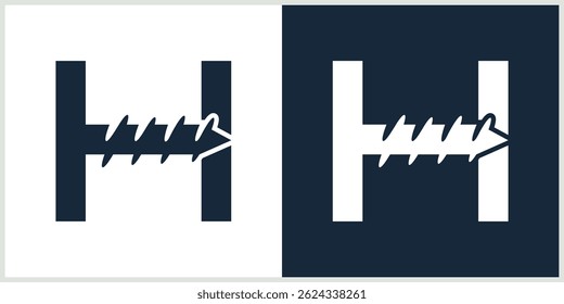 initial letter H drill logo 
