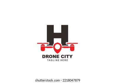 initial Letter H drone logo