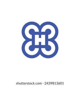 initial letter H drone rotor logo