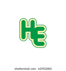 initial letter h and e. he monogram outline logo