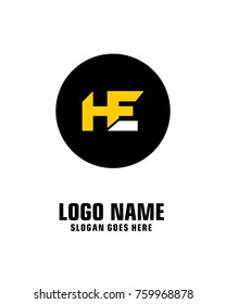 Initial letter H & E logo template vector