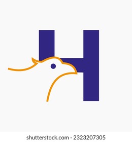 Initial Letter H Eagle Logo Design. Transportation Symbol Vector Template