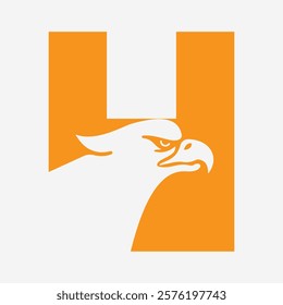 Initial Letter H Eagle Logo. Eagle Head Logo Concept For Business Company Vector Template