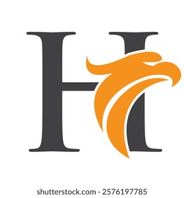 Initial Letter H Eagle Logo. Eagle Head Logo Concept For Business Company Vector Template
