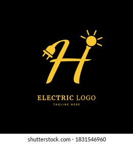 Initial letter H, Electricity Logo and icon Vector design Template. Power Energy Logo Design Element for company and business.