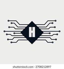 Initial Letter H Electricity logo design. Electrical Components design concept alphabet font. Vector Illustration.
