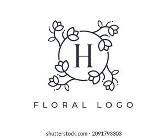 initial letter H Elegant Flower Logo Vector Design illustrations Template. 
Vector Logo design for natural products, flower shop, cosmetics, Organic, ecology concepts, health, spa.