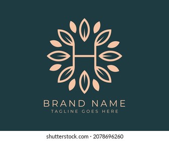 initial Letter H elegant Leaf Flower Logo icon Vector Design Template