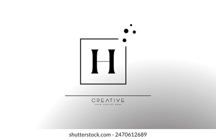Initial letter H elegant and luxury Initial with Rectangular dots frame minimal monogram logo design vector template