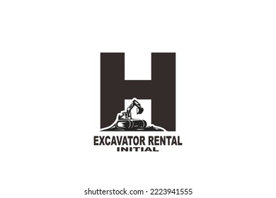 initial Letter H  excavator logo

