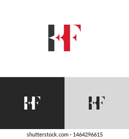 Initial Letter h f hf uppercase modern logo design template elements. red letter Isolated on black white grey background. Suitable for business, consulting group company.