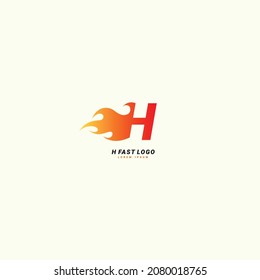 Initial letter H Fast speed, fire logo design template