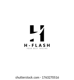 Initial letter H flash logo vector design template. Black letter with negative space isolated on white background. Can be used for company logo or symbol