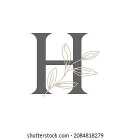 Initial Letter H Floral and Botanical Logo. Nature Leaf Feminine for Beauty Salon, Massage, Cosmetics or Spa Icon Symbol