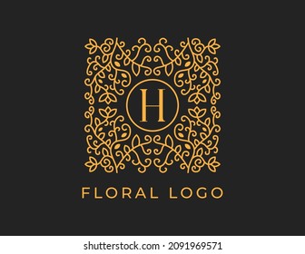 initial letter H Floral Logo Vector Design illustrations Template. 
Vector Logo design for natural products, flower shop, cosmetics, Organic, ecology concepts, health, spa.