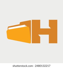 Initial Letter H Folder Logo. Vector Illustration.