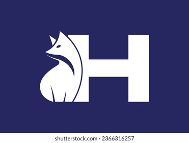 Anfangsbuchstabe H mit Fox Logo Design. Fox-Brief-H-Logo mit Vorlage für Tierdesign