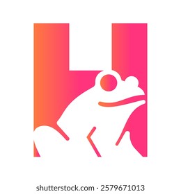 Initial Letter H Frog Logo Design Vector Template