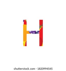 Initial Letter H with Fruit theme background.