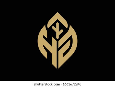 Initial letter H and G with abstract leaf logo sign symbol