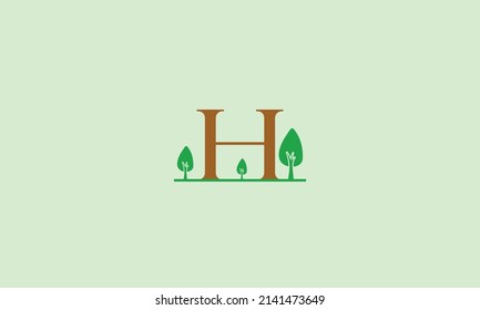 Initial letter H garden with trees landscape template